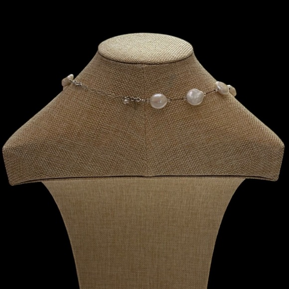 Margo Morrison | Sterling Silver Coin Pearl Necklace | 20” Adjustable - Picture 3 of 14